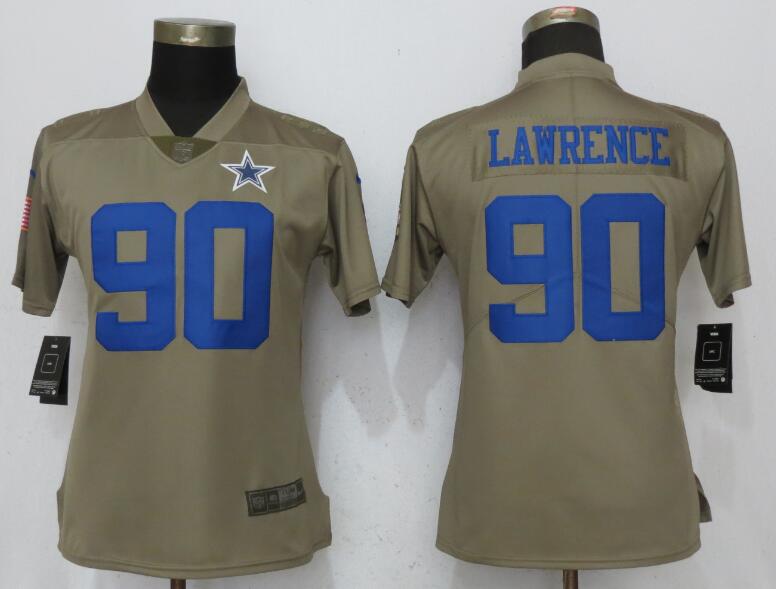 Women Dallas Cowboys #90 Lawrence Nike Olive Salute To Service Limited NFL Jerseys